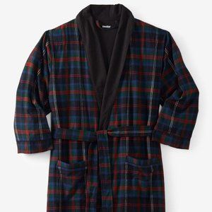 Kingsize Men's Tall L/XL MULTI-PLAID Jersey-Lined Flannel Robe MSRP $127